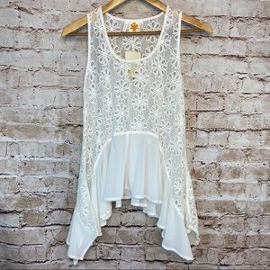 AVAILABLE LACE SHARKBITE RACERBACK FLOWY TANK